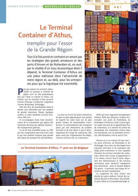 Le Terminal Container d'Athus, tremplin pour l'essor de la ... - Idelux