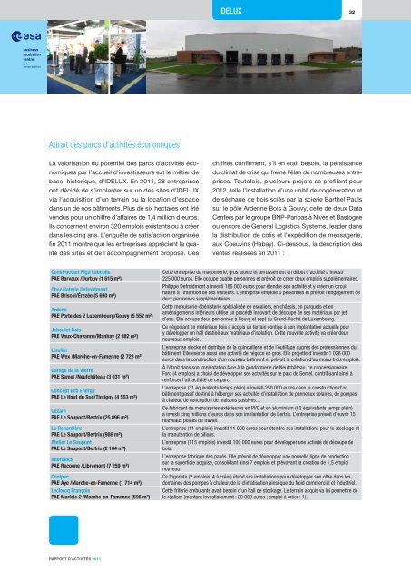 Rapport d'activitÃ©s 2011 - Idelux