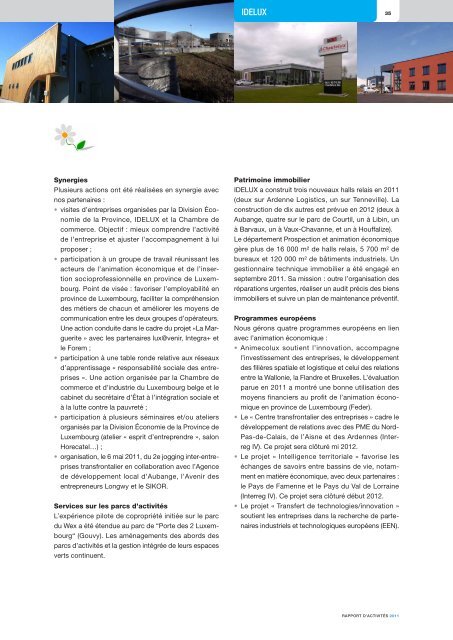Rapport d'activitÃ©s 2011 - Idelux
