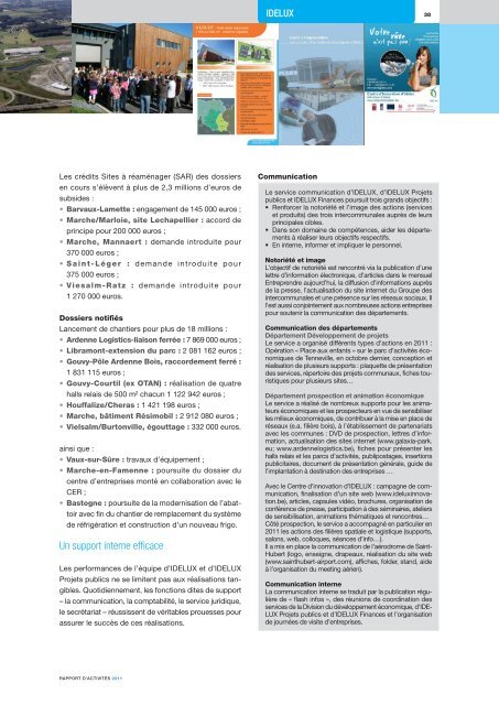 Rapport d'activitÃ©s 2011 - Idelux