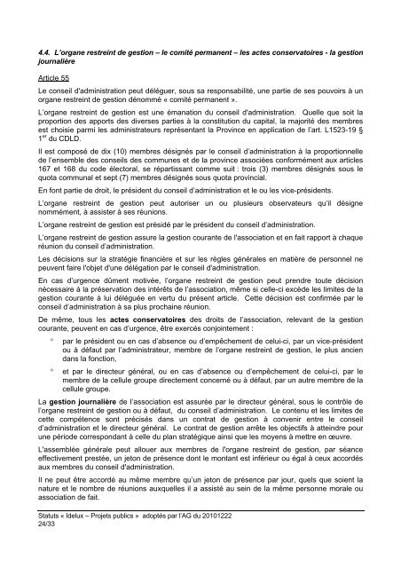 Statuts de l'Intercommunale IDELUX Projets publics (SCRL) (PDF)