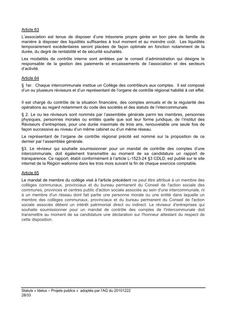 Statuts de l'Intercommunale IDELUX Projets publics (SCRL) (PDF)