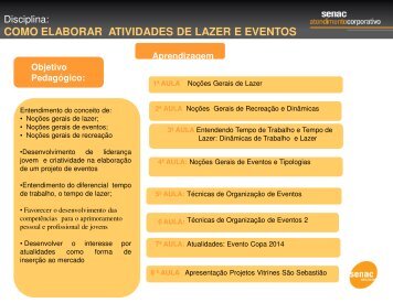 Elaboração de Atividades de Lazer e Eventos - IDESTUR - Instituto ...