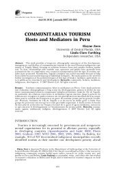 COMMUNITARIAN TOURISM Hosts and Mediators in Peru