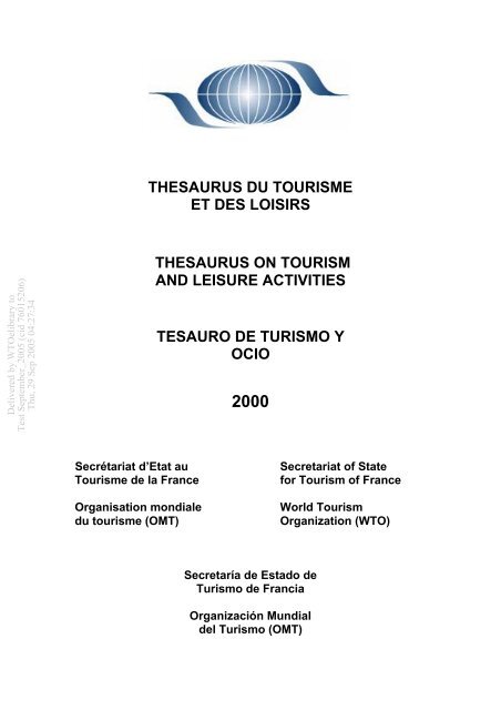 thesaurus du tourisme et des loisirs thesaurus on tourism and ...