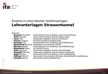 Lehrunterlagen Strassentunnel - StÃ¼tzpunkt-Feuerwehr Kloten