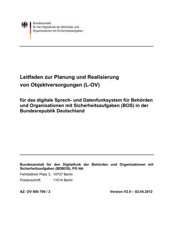 Leitfaden zur Planung und Realisierung von Objektversorgungen (L ...