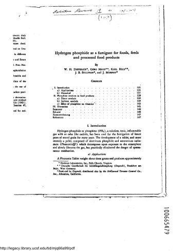 Hydrogen phosphide as a fumigant for foods, feeds and processed ...