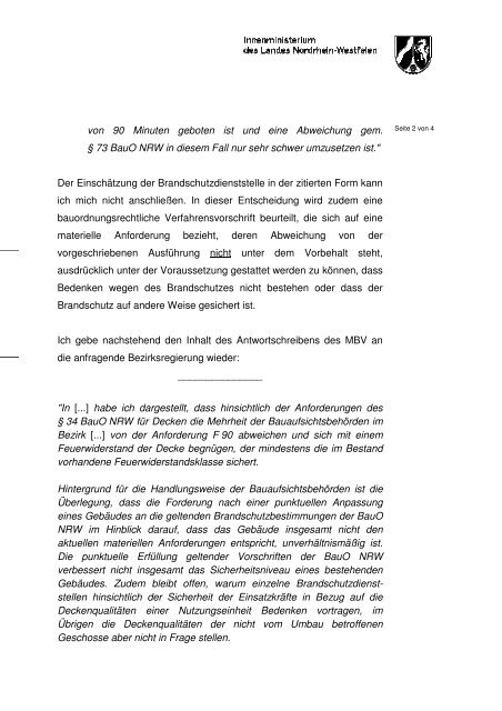 Brandschutztechnische Anforderungen an Decken gemäß § 34 ...