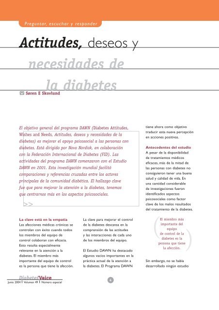 Actitudes, deseos y necesidades de la diabetes