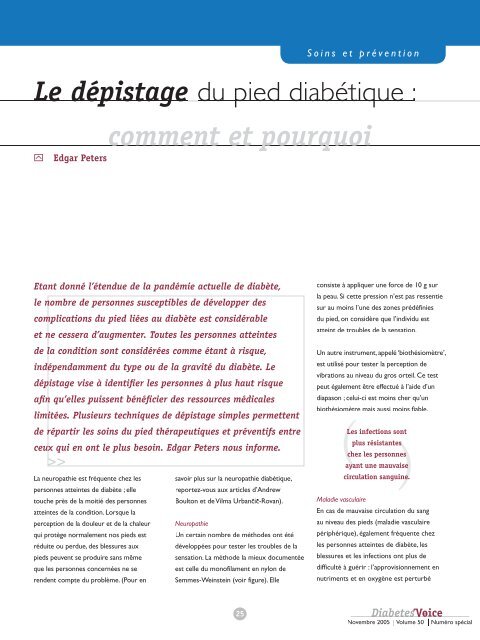 Le dÃ©pistage du pied diabÃ©tique - International Diabetes Federation