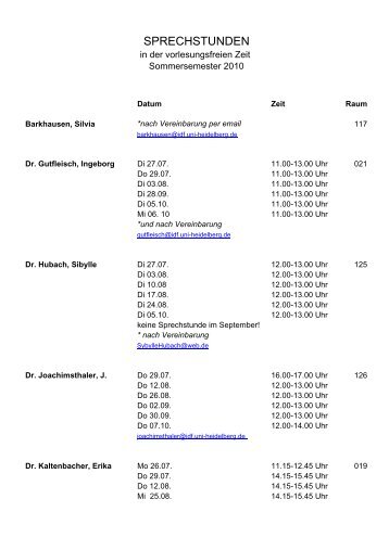 SPRECHSTUNDEN - IDF