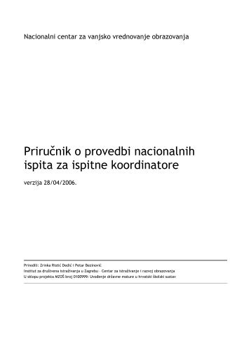 PriruÄnik o provedbi nacionalnih ispita za ispitne koordinatore