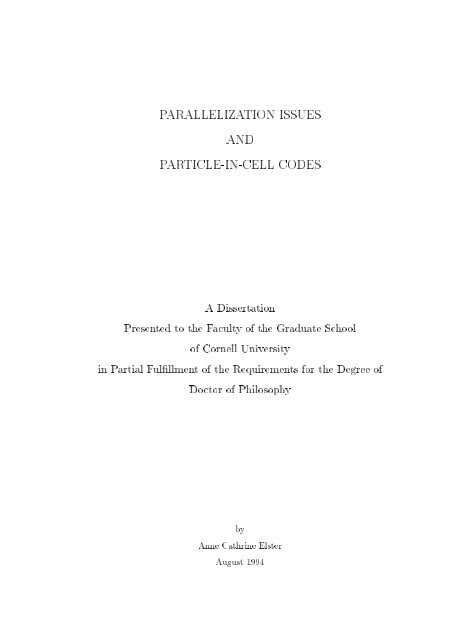 parallelization issues and particle-in-cell codes - Department of ...