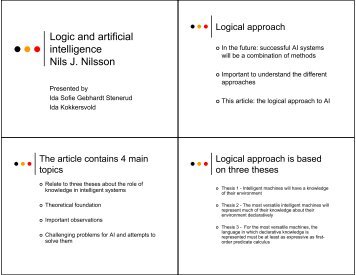 Logic and artificial intelligence Nils J. Nilsson