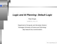 Logic and AI Planning: Default Logic - Department of Computer and ...