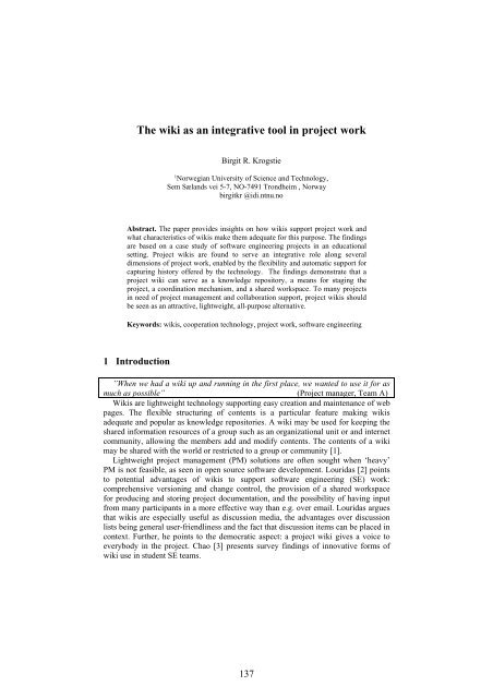 The work-reflection-learning cycle - Department of Computer and ...