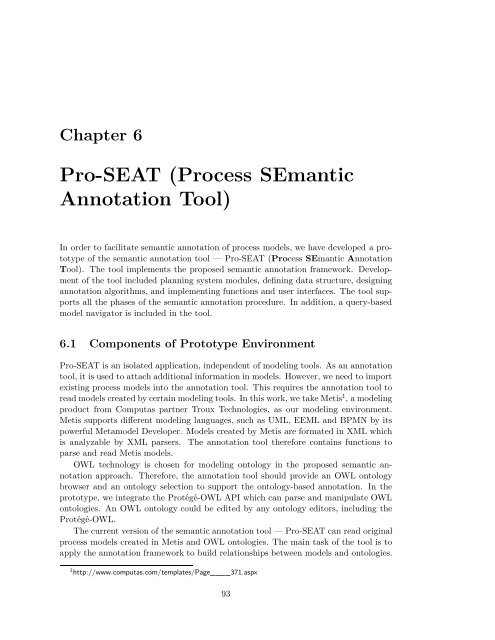 Semantic Annotation for Process Models: - Department of Computer ...