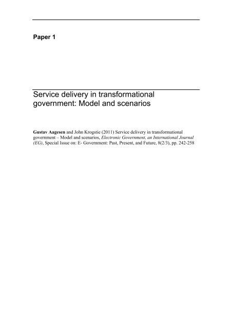 Multi-channel provisioning of public services - Department of ...