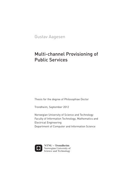 Multi-channel provisioning of public services - Department of ...