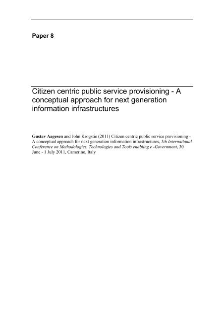 Multi-channel provisioning of public services - Department of ...