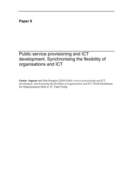 Multi-channel provisioning of public services - Department of ...