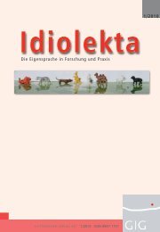 Die Eigensprache in Forschung und Praxis 1/2010 - Idiolektik