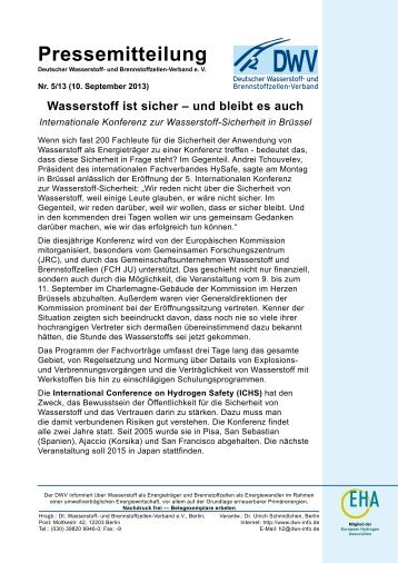 Pressemitteilung - Deutscher Wasserstoff-Verband (DWV)