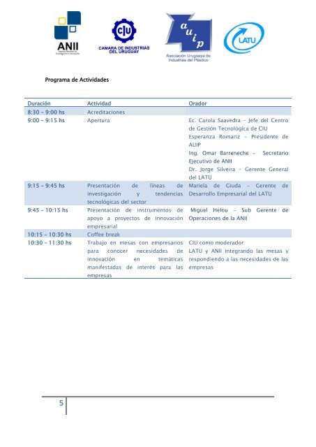 Informe de actividades - Jornada de InnovaciÃ³n en el Sector ... - Latu