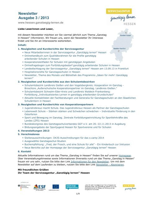 Newsletter Ausgabe 3 / 2013 - GanztÃ¤gig Lernen - Hessen