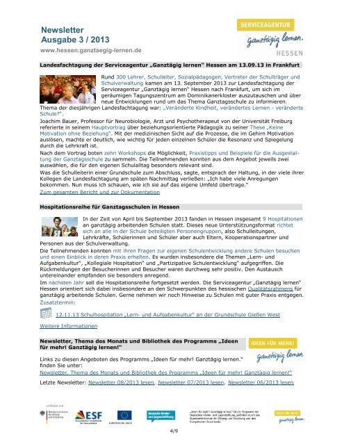 Newsletter Ausgabe 3 / 2013 - GanztÃ¤gig Lernen - Hessen