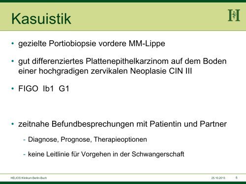 Kasuistik - Zervixkarzinom in der Schwangerschaft