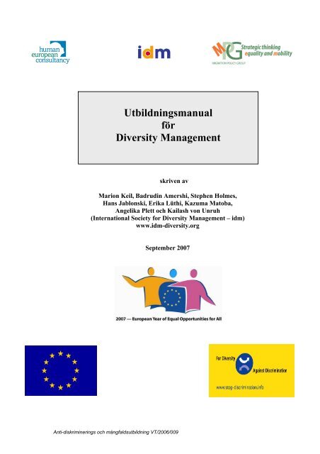 Training manual for diversity management - idm - International ...