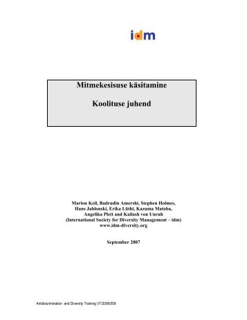 Training manual for diversity management - idm - International ...