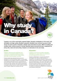 Download IDP's Why Study in Canada fact sheet here. - Idp.com