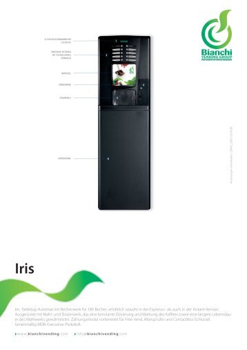 Iris, Tabletop-Automat mit Becherwerk für 180 Becher ... - Bianchi