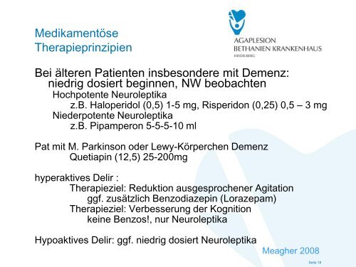 Delirmanagement in der Geriatrie und Palliativmedizin - EvKB