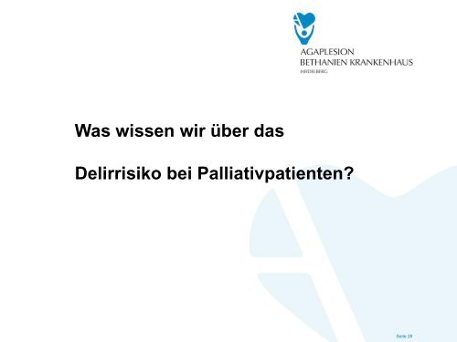 Delirmanagement in der Geriatrie und Palliativmedizin - EvKB