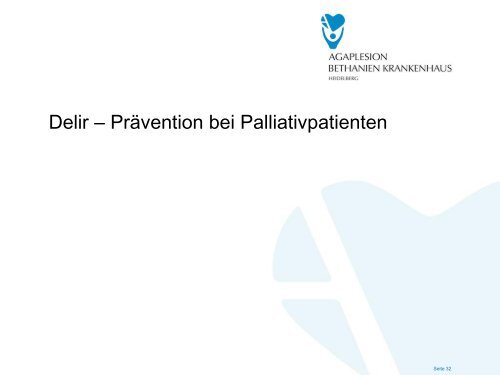 Delirmanagement in der Geriatrie und Palliativmedizin - EvKB