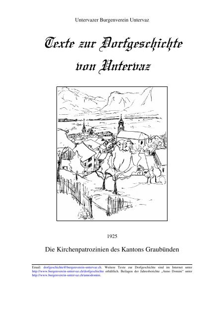 1925-Die Kirchenpatrozinien des Kantons GraubÃ¼nden