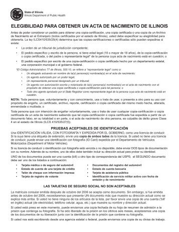 Solicitud de BÃºsqueda de Actas de Nacimiento - Illinois Department ...