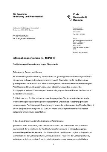 Informationsschreiben Nr. 159/2013 Fachleistungsdifferenzierung in ...