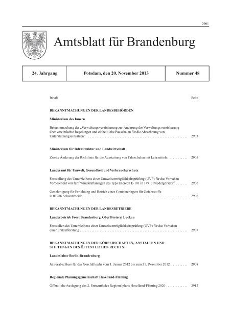 Amtsblatt fÃ¼r Brandenburg, 2013, Nummer 48, Seiten ... - BRAVORS
