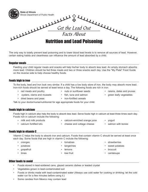 Nutrition And Lead Poisoning Illinois Department Of Public Health