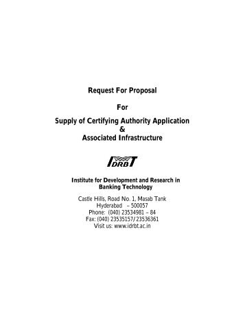 Tenders for the supply of Certifying Authority Application ... - IDRBT