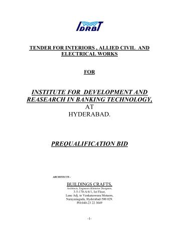 Tender for Interiors, Allied Civil and Electrical Works - IDRBT