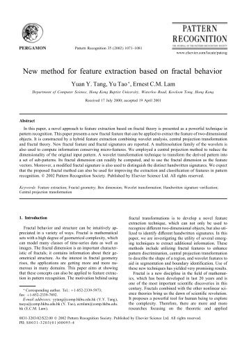 New method for feature extraction based on fractal behavior - IDRBT
