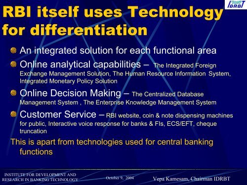 Technology â The Core Service Differentiator for The ... - IDRBT