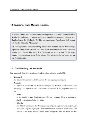 13.1 Zur Einteilung der Mechanik - Institut fÃ¼r Dynamik und ...