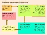 Seltene Elemente der Schwefelwasserstoff-Gruppe und SalzsÃ¤ure ...